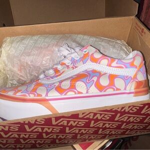 Vans Old Skool Stacked UV Peace Orange & White Platform Shoes